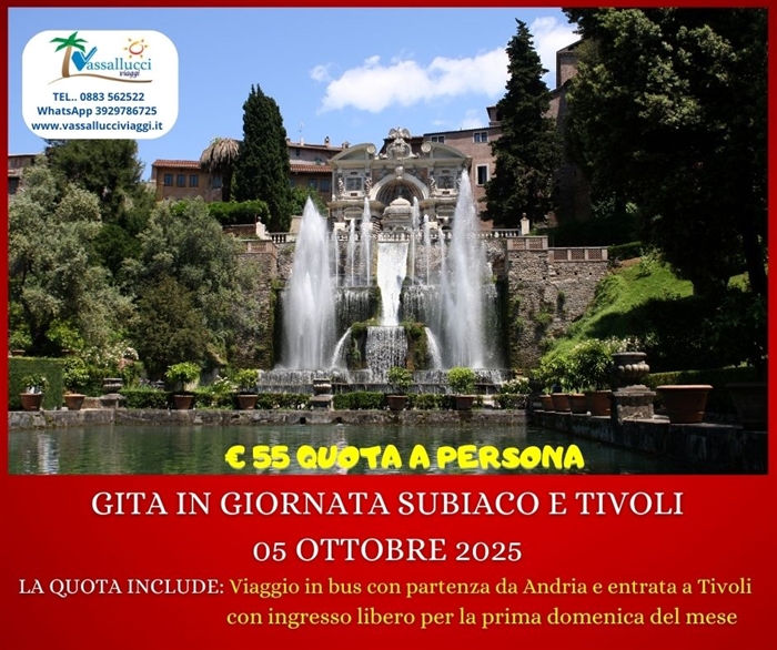 GITA IN GIORNATA A SUBIACO E TIVOLI